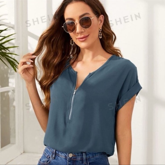 Shein sheer blue blouse - Picture 1 of 6